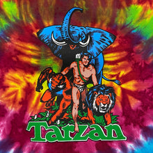 Load image into Gallery viewer, TARZAN (1976) Cartoon Animal Graphic Spellout Tie Dye T-Shirt