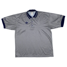 Load image into Gallery viewer, Vintage 80’s ADIDAS Made In Slovenia Pinstripe Collared Polyester Jersey Top