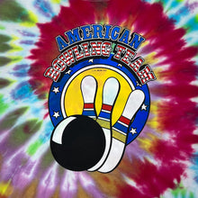 Load image into Gallery viewer, AMERICAN BOWLING TEAM Tenpin Bowling Souvenir Graphic Rainbow Tie Dye T-Shirt