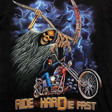 Load image into Gallery viewer, Rock Eagle RIDE HARD DIE FAST Gothic Biker Spellout Graphic T-Shirt