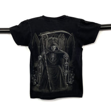 Load image into Gallery viewer, HERO BUFF Gothic Horror Grim Reaper Throne Skeleton Graphic T-Shirt