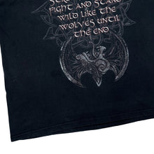 Load image into Gallery viewer, WOLFCHANT “Strong We Will” Graphic Spellout Viking Black Heavy Metal Band T-Shirt