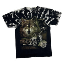Load image into Gallery viewer, SURVIVORS Studded Wolf Biker Graphic Bleach Tie Dye Effect T-Shirt