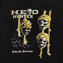 Load image into Gallery viewer, HEAD HUNTER “Sabah Borneo” Souvenir Spellout Gothic Skull Graphic T-Shirt