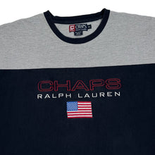 Load image into Gallery viewer, CHAPS RALPH LAUREN Embroidered Flag Logo Spellout Colour Block Ringer T-Shirt