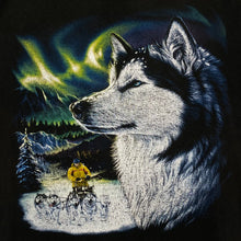 Load image into Gallery viewer, ROCK EAGLE Snow Dog Husky Northern Lights Aurora Borealis Nature Graphic T-Shirt