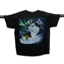 Load image into Gallery viewer, ROCK EAGLE Snow Dog Husky Northern Lights Aurora Borealis Nature Graphic T-Shirt