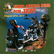 Load image into Gallery viewer, AIRBORNE Screaming Eagles “Ride For Jeff” Biker Souvenir Graphic Spellout T-Shirt