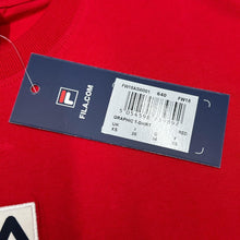 Load image into Gallery viewer, FILA Classic Embroidered Patch Logo Spellout Graphic T-Shirt