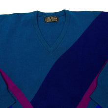 Load image into Gallery viewer, Vintage WOLSEY Colour Block Lambswool Knit V-Neck Sweater Jumper
