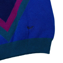 Load image into Gallery viewer, Vintage WOLSEY Colour Block Lambswool Knit V-Neck Sweater Jumper