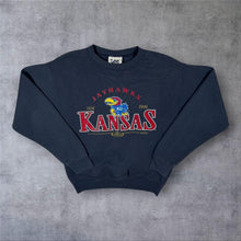 Load image into Gallery viewer, Vintage Lee Sport NCAA Kansas Jayhawks College Navy Blue Sweatshirt Small
