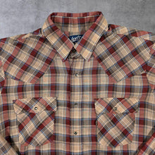 Load image into Gallery viewer, Vintage Levi's "Regular Fit" Western Style Plaid Check Popper Long Sleeve Shirt
