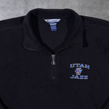 Load image into Gallery viewer, Vintage Champion NBA Utah Jazz Embroidered Basketball 1/4 Zip Black Fleece Sweatshirt
