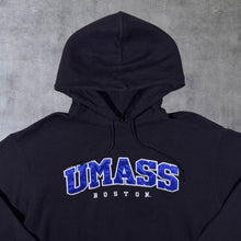 Load image into Gallery viewer, Champion Eco "UMASS Boston" Embroidered College Graphic Black Hoodie
