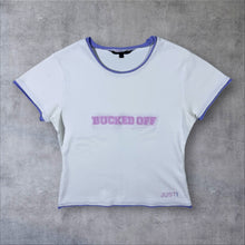 Load image into Gallery viewer, Early 00's Just Togs "Bucked Off" Embroidered Spellout Y2K Women's White T-Shirt

