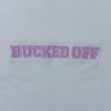 Load image into Gallery viewer, Early 00's Just Togs "Bucked Off" Embroidered Spellout Y2K Women's White T-Shirt
