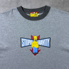 Load image into Gallery viewer, Vintage The Simpsons (2004) "Stupid Gravity" Homer TV Show Graphic Grey Cotton T-Shirt
