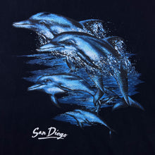 Load image into Gallery viewer, Vintage Oneita "San Diego" Dolphin Wildlife Souvenir Graphic Single Stitch Black T-Shirt
