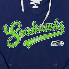 Load image into Gallery viewer, NFL Seattle Seahawks Football Logo Graphic Navy Blue Green Hoodie
