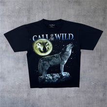 Load image into Gallery viewer, Early 00’s Rock Chang “Call Of The Wild” Wolf Animal Nature Graphic Black T-Shirt
