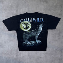 Load image into Gallery viewer, Early 00’s Rock Chang “Call Of The Wild” Wolf Animal Nature Graphic Black T-Shirt
