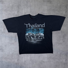 Load image into Gallery viewer, Vintage Thailand “The Working Elephants” Souvenir Animal Graphic Black T-Shirt
