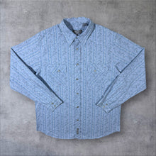 Load image into Gallery viewer, Vintage Capsule Western Style Floral Patterned Blue Popper Cotton Long Sleeve Shirt
