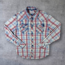 Load image into Gallery viewer, True Religion Cowboy Western Plaid Check Popper Button Cotton Long Sleeve Shirt
