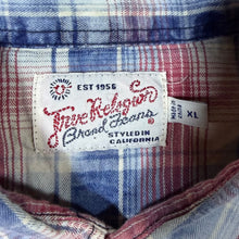 Load image into Gallery viewer, True Religion Cowboy Western Plaid Check Popper Button Cotton Long Sleeve Shirt
