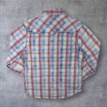Load image into Gallery viewer, True Religion Cowboy Western Plaid Check Popper Button Cotton Long Sleeve Shirt
