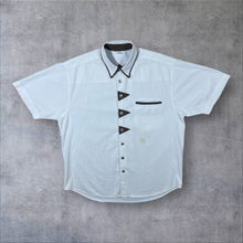 Load image into Gallery viewer, Vintage Patterned Trim White Cotton Short Sleeve Button Shirt
