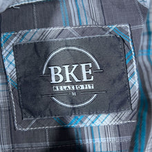 Load image into Gallery viewer, BKE "Relaxed Fit" Blue Grey White Check Cowboy Western Popper Long Sleeve Shirt
