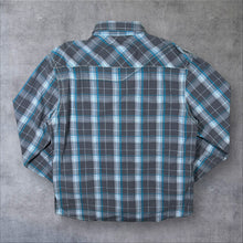 Load image into Gallery viewer, BKE "Relaxed Fit" Blue Grey White Check Cowboy Western Popper Long Sleeve Shirt
