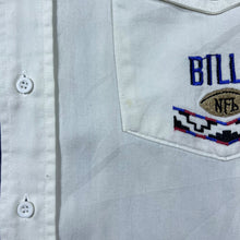 Load image into Gallery viewer, Vintage 90's NFL By Karman "Buffalo Bills" Striped Short Sleeve Button-Down Shirt
