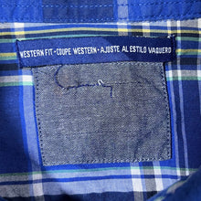 Load image into Gallery viewer, Western Fit Blue Mix Plaid Check Cowboy Popper Short Sleeve Shirt
