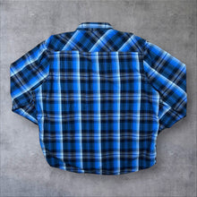 Load image into Gallery viewer, INC International Concepts Blue Black Plaid Check Western Popper Long Sleeve Shirt
