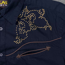 Load image into Gallery viewer, Early 00's Atlas For Men Cowboy Western Rodeo Black Long Sleeve Cotton Shirt
