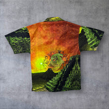Load image into Gallery viewer, Early 00's Route 66 Mayan Y2K Graphic Green Orange Polyester Shirt
