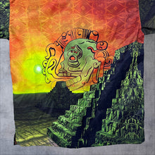 Load image into Gallery viewer, Early 00's Route 66 Mayan Y2K Graphic Green Orange Polyester Shirt
