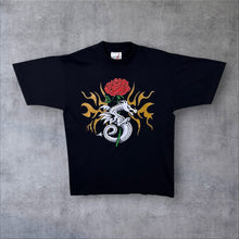 Load image into Gallery viewer, Vintage JT's Goth Y2K Tribal Dragon Rose Tattoo Graphic Black Cotton T-Shirt

