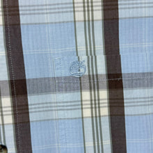 Load image into Gallery viewer, Vintage Timberland Blue Brown Cream Plaid Check Short Sleeve Shirt

