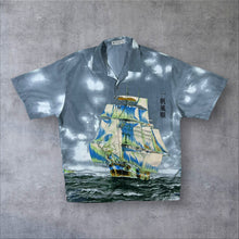 Load image into Gallery viewer, Early 00's Guo Lhi Ting Goth Y2K Ship All-Over Print Graphic Grey Shirt
