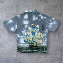 Load image into Gallery viewer, Early 00's Guo Lhi Ting Goth Y2K Ship All-Over Print Graphic Grey Shirt
