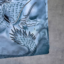 Load image into Gallery viewer, Early 00's Goth Y2K Dragon All-Over Print Open Collar Grey Blue Shirt
