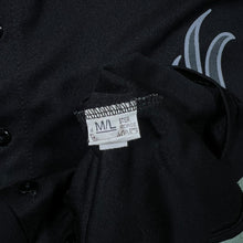 Load image into Gallery viewer, Early 00's Cool Cat Goth Y2K Tribal Flame Graphic Black Polyester Shirt
