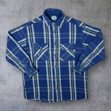 Load image into Gallery viewer, Vintage 90's Green Horse Blue Plaid Check Heavy Cotton Long Sleeve Flannel Shirt
