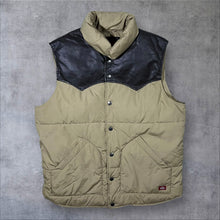 Load image into Gallery viewer, Dickies Faux Brown Leather Panel Padded Puffer Gilet Vest Jacket
