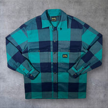 Load image into Gallery viewer, Stan Ray Green Navy Plaid Check Workwear Skater Long Sleeve Flannel Over Shirt
