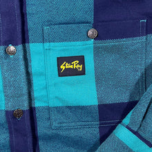 Load image into Gallery viewer, Stan Ray Green Navy Plaid Check Workwear Skater Long Sleeve Flannel Over Shirt

